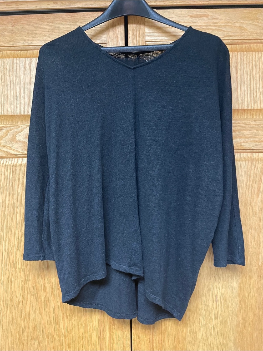 Garnet Hill Black Organic Linen Tunic - Size Small